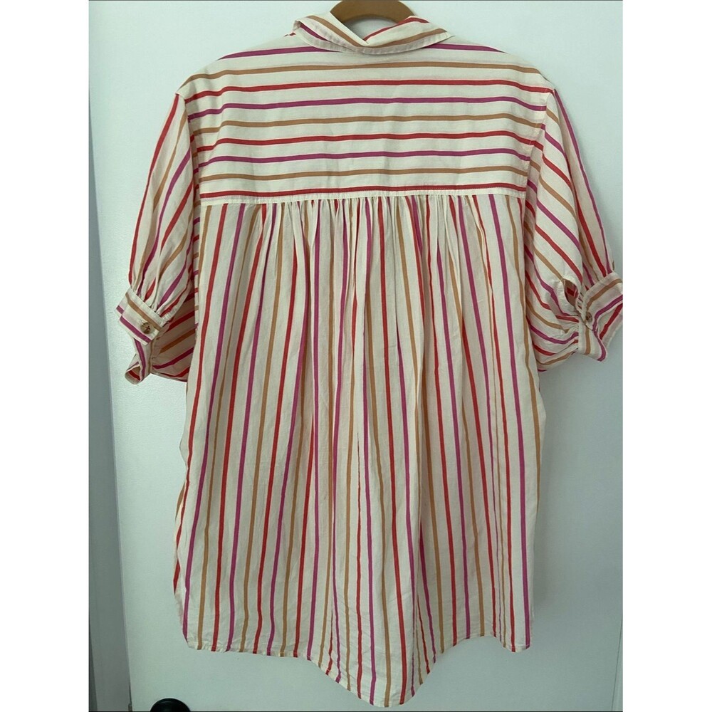 Pilcro Oversized Cream Button down Shirt with Stripes - Picture 7 of 12